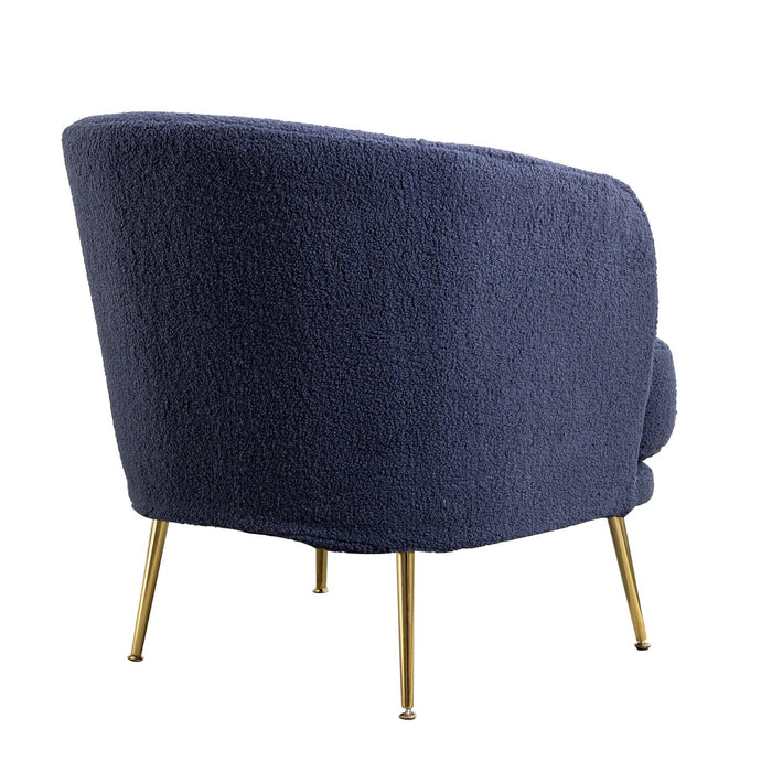30.32"W Accent Chair Upholstered Curved Backrest Reading Chair Single Sofa Leisure Club Chair with Golden Adjustable Legs For Living Room Bedroom Dorm Room (Navy Boucle)