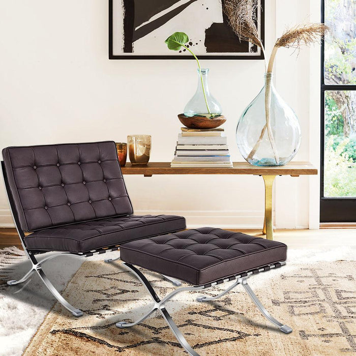 Mid-century Foldable lounge chair with ottoman