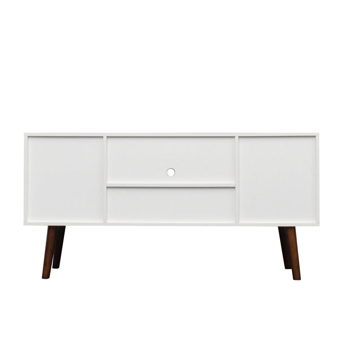 TV Stand Use in Living Room Furniture with 1Storage and 2 shelves Cabinet, high quality particle board,White