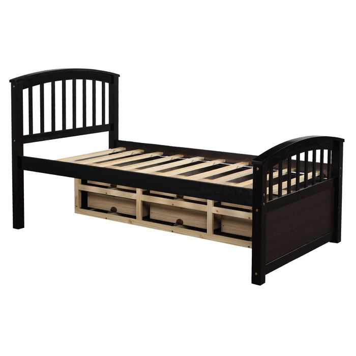 Twin Size PlatformStorage Bed Solid Wood Bed with 6 Drawers