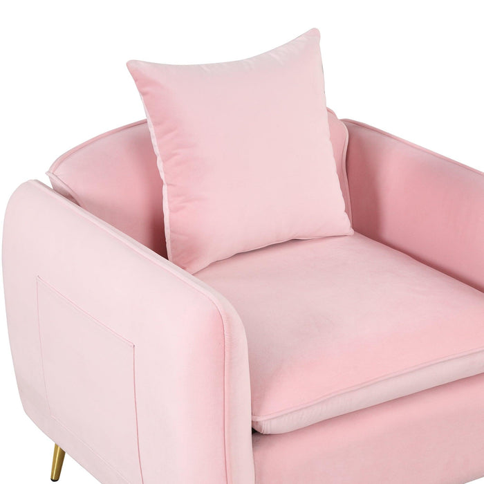 35.2"Modern Accent Chair,Single Sofa Chair with Ottoman Foot Rest and Pillow for Living Room Bedroom Small Spaces Apartment Office,Pink