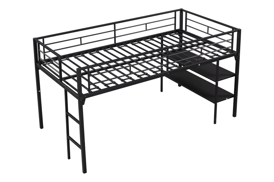 Low Loft bed withStorage shelves