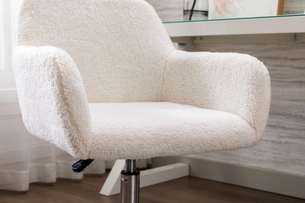 Faux Fur Home Office Chair,Fluffy Fuzzy Comfortable Makeup Vanity Chair ,Swivel Desk Chair Height Adjustable Dressing Chair for Bedroom