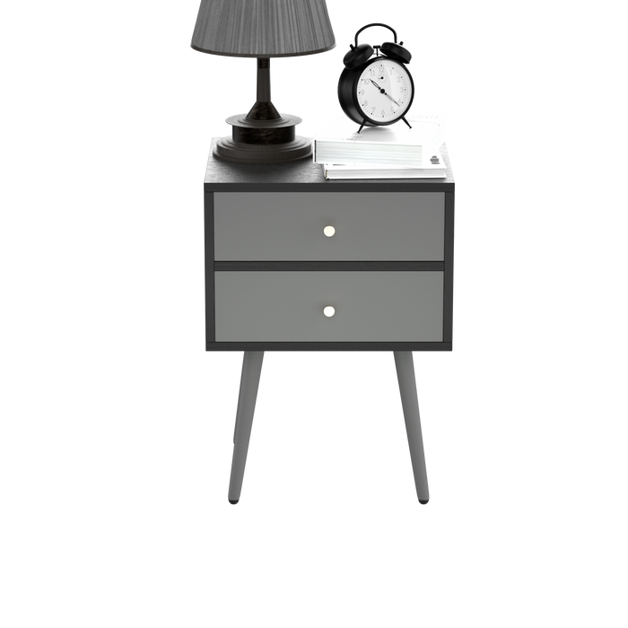 UpdateModern Nightstand with 2Drawers, Suitable for Bedroom/Living Room/Side Table (Dark Grey)