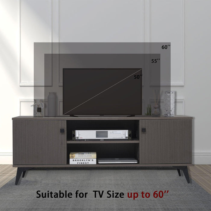 Mid-CenturyModern TV Stand for up to 58 inch TV Television Stands with Cabinet WoodStorage TV Console Table, Retro Media Entertainment Center for Living Room, Rustic Brown