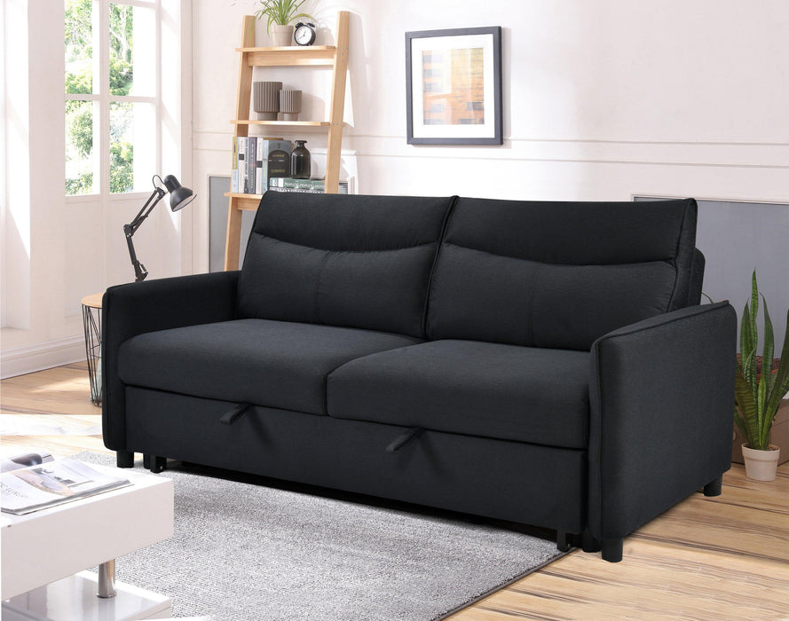 3 in 1 Convertible Sleeper Sofa Bed,Modern Fabric Loveseat Futon Sofa Couch w/Pullout Bed, Small Love Seat Lounge Sofa w/Reclining Backrest, Furniture for Living Room, Black
