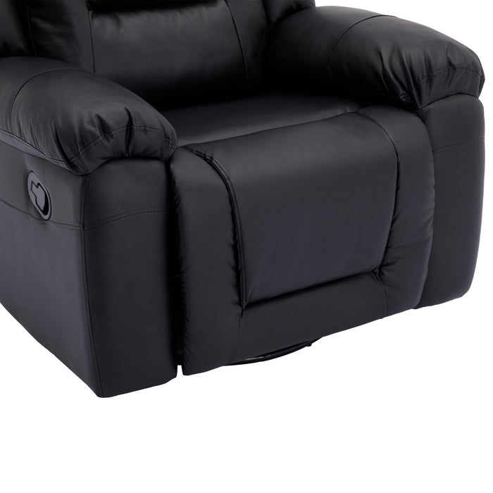 360° Swivel Rocker Recliner,Home Theater Seating Manual Recliner, PU Leather Reclining Chair for Living Room,Black