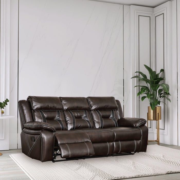 Reclining upholstered manual puller in faux leather, Brown 85.83*38.58*40.16