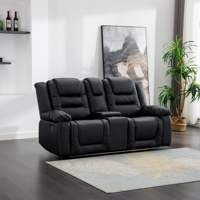 Home Theater Seating Manual Recliner, PU Leather Reclining Loveseat for Living Room