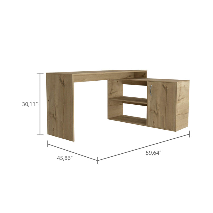 Lyncliff 1-Drawer 2-Shelf L-Shaped Office Desk Light Oak