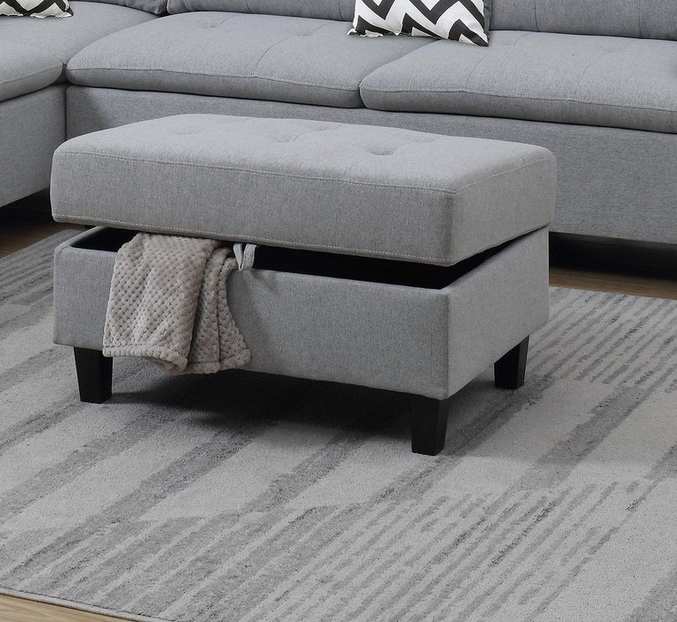 Living Room Furniture Grey Cushion Sectional w Ottoman Linen Like Fabric Sofa Chaise