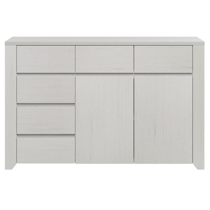 Simple Style Manufacture Wood Dresser with Wood Grain Sticker Surfaces Six Drawers and Two Level Cabinet LargeStorage Space for Living Room Bedroom Guest Room Children’s Room, Stone Gray