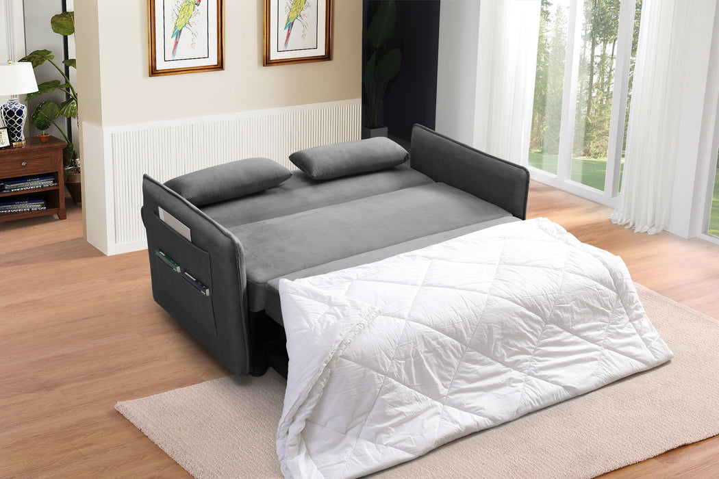 Pull Out Sofa Bed,Modern Adjustable Pull Out Bed Lounge Chair with 2 Side Pockets, 2 Pillows for Home Office