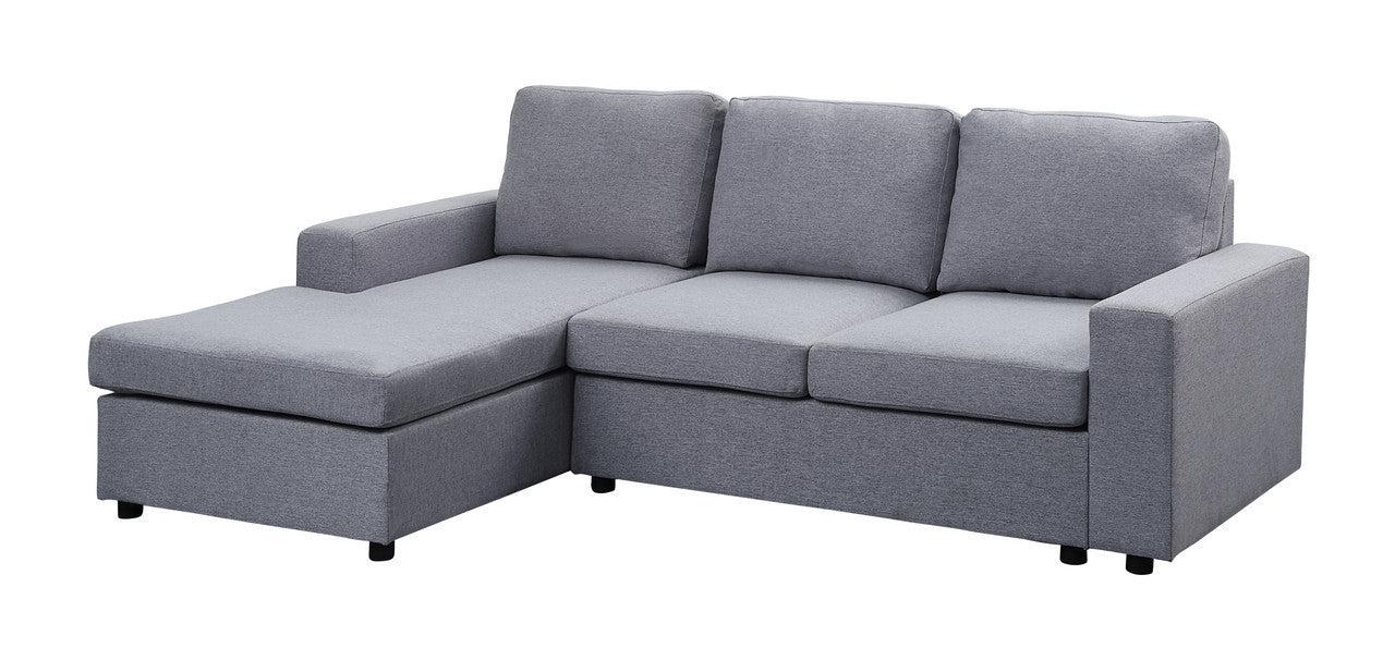 Newlyn Light Gray Linen Reversible Sectional Sofa Chaise
