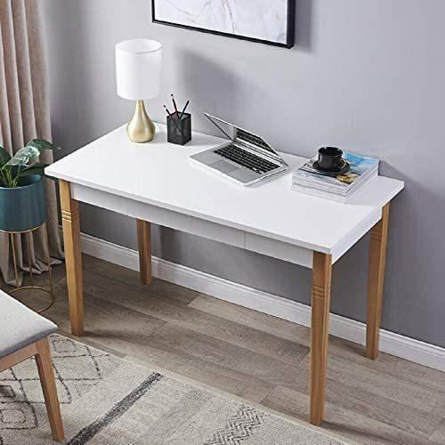 Home Office Desk Large Computer Desk Study Desk Writing Table Workstation with Solid Wood Legs & 1 Drawer