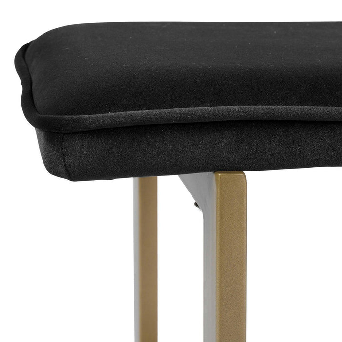Set of 1 Upholstered Velvet Bench 44.5" W x 15" D x 18.5" H,Golden Powder Coating Legs  - Black