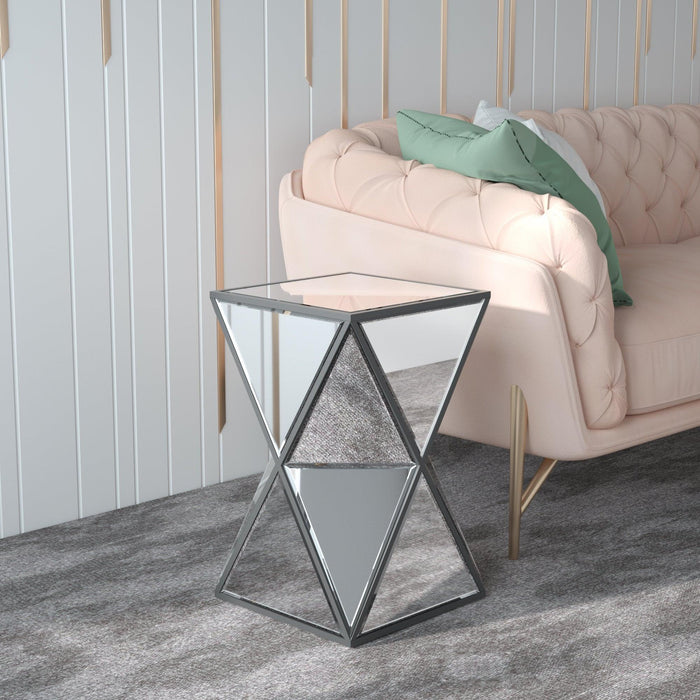 Mirrored End Table, Mirrored Nightstand, Silver Side Table for Bedroom Living Room