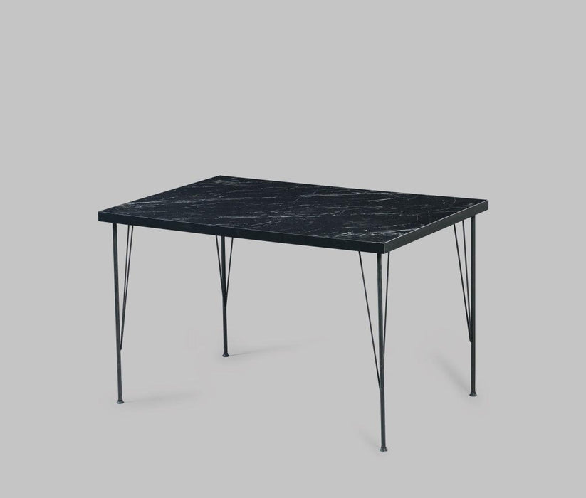 Furnish Home Store Soler 4 Metal Legs 47" Wooden Top Writing and Computer  Desk for Home Office, Marble Black