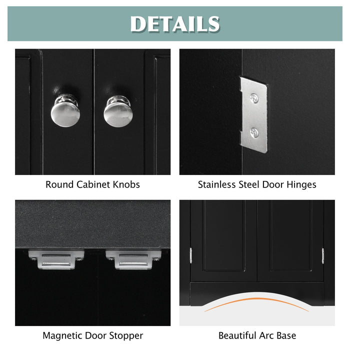 Black Triangle BathroomStorage Cabinet with Adjustable Shelves, Freestanding Floor Cabinet for Home Kitchen
