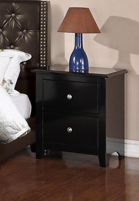 Bedroom Bed Side Table Nightstand Black Color Wooden 2 Drawers Table