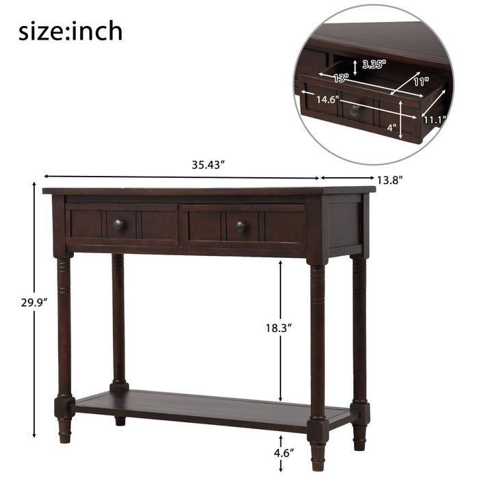 Daisy Series Console Table Traditional Design with Two Drawers and Bottom Shelf (Espresso)