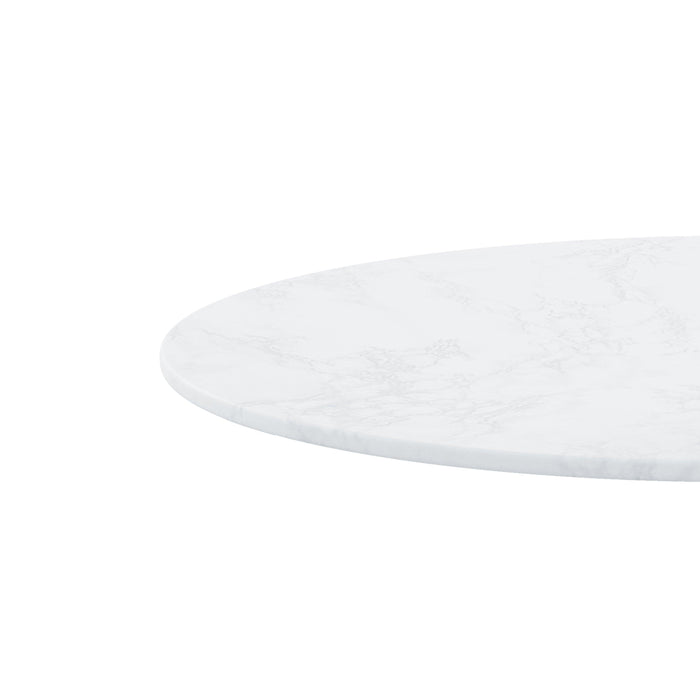 42.12"Modern Round Dining Table with Printed White Marble Table Top,Metal Base  Dining Table, End Table Leisure Coffee Table