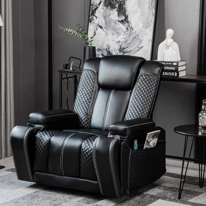 Living Room Faux Leather Heated Theater Recliner Sofa with Massage Reclining Individual Seat