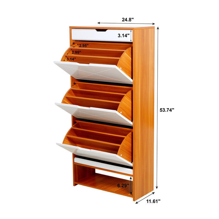 Shoe Cabinet with 3 Flip Drawers WoodenShoe Cabinet Organizer with Adjustable Shelves FreestandingShoe RackStorage Cabinet for Entrance Hallway Living Room Bedroom