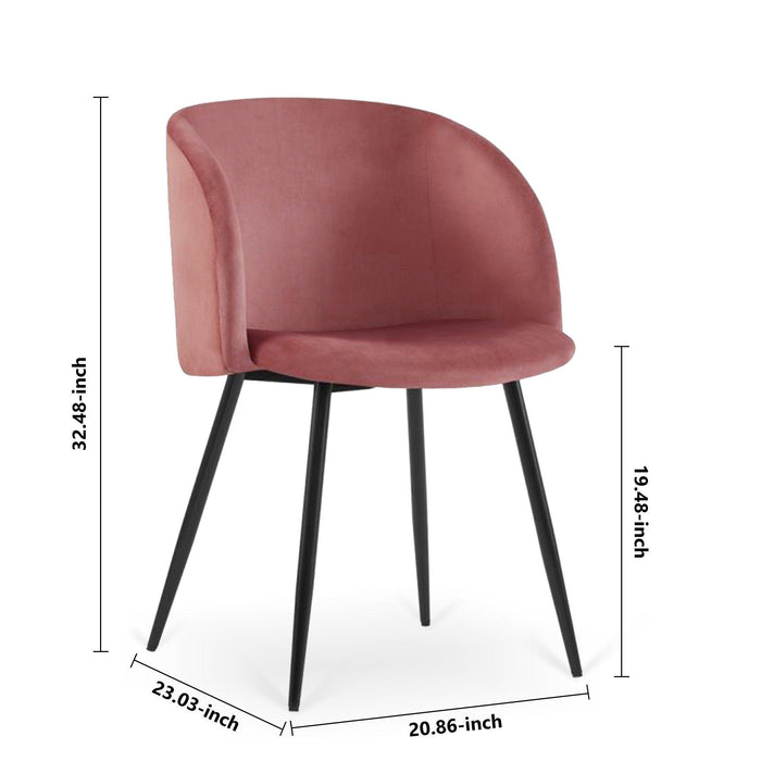 Upholstered velvet dining armrest chair set of 2 (Pink) Metal Legs