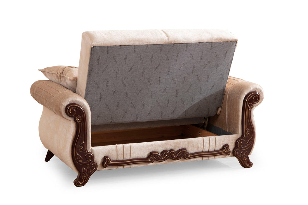 Carmen 2 Pc Seat Made With Chenille Upholstery in Beige Color