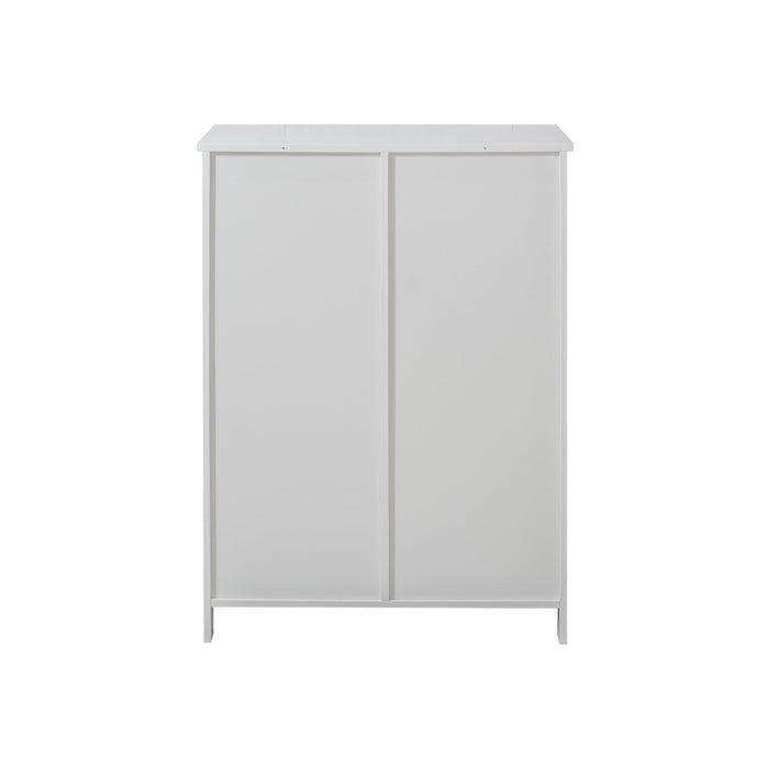 White Bathroom FloorStorage Cabinet, Wooden FreestandingStorage Cabinet, SideStorage Organizer with 1 Cupboard and 3 Drawers