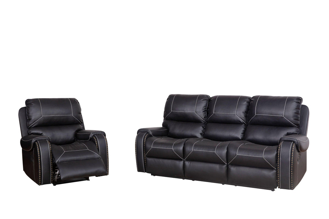 Faux Leather Reclining Sofa Couch Set 1+2+3 for Living Room Black