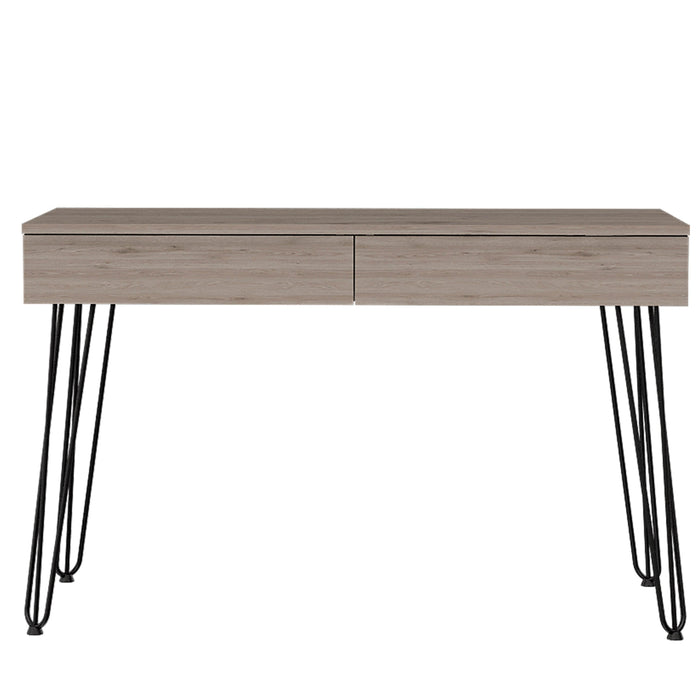 Canton 2-Drawer Writing Desk with Hairpin Legs Light Gray