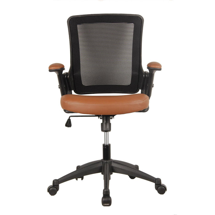Techni Mobili Mid-Back Mesh Task Office Chair with Height Adjustable Arms, Brown