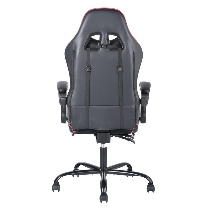 Gaming Office High Back Computer Leather Desk Mesh Ergonomic 180 Degrees Adjustable Swivel Task Chair with Headrest and Lumbar Support, & Footrest , Red