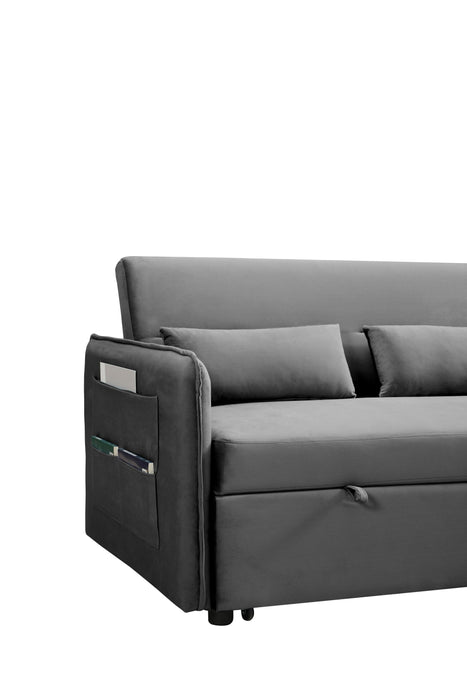 Pull Out Sofa Bed,Modern Adjustable Pull Out Bed Lounge Chair with 2 Side Pockets, 2 Pillows for Home Office