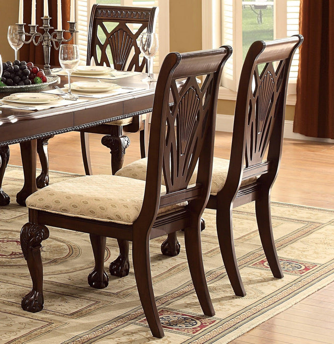 Dark Cherry Finish Formal Dining 7pc Set Table with Extension Leaf 2x Armchairs and 4x Side Chairs Upholstered Seat Traditional Design Furniture