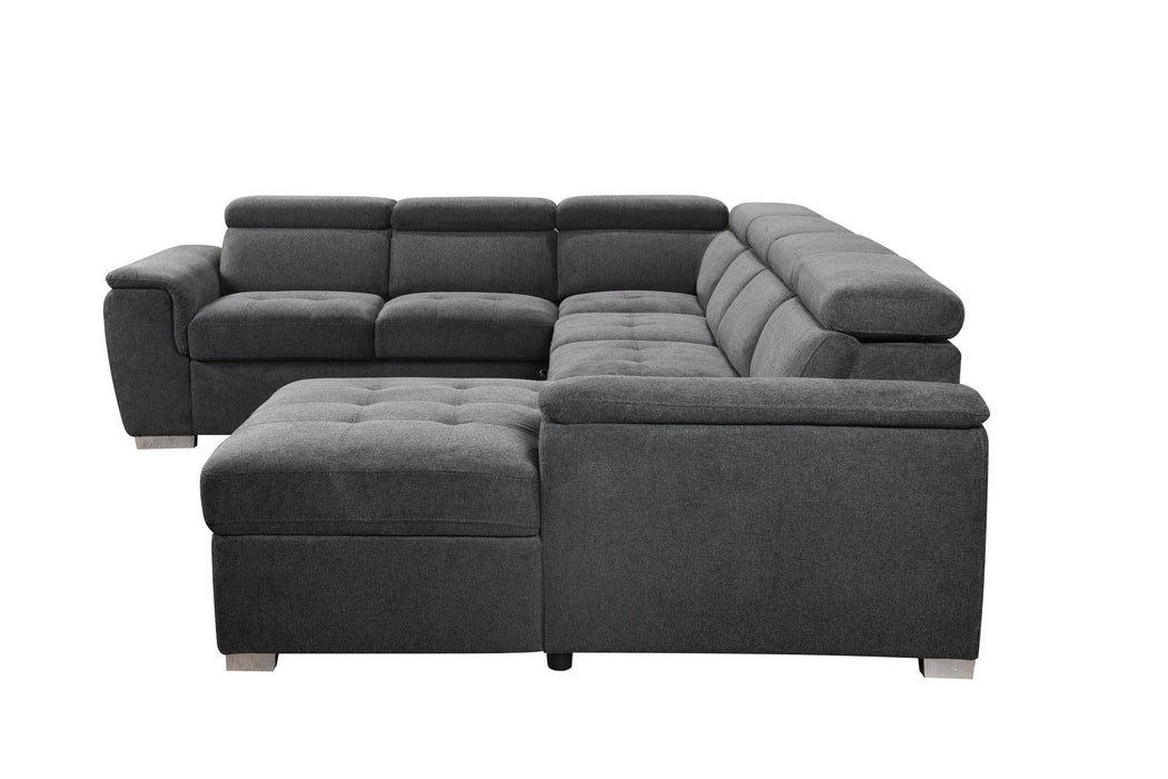 125"Modern U Shaped 7-seat Sectional Sofa Couch with Adjustable Headrest, Sofa Bed withStorage Chaise-Pull Out Couch Bed for Living Room ,Dark Gray