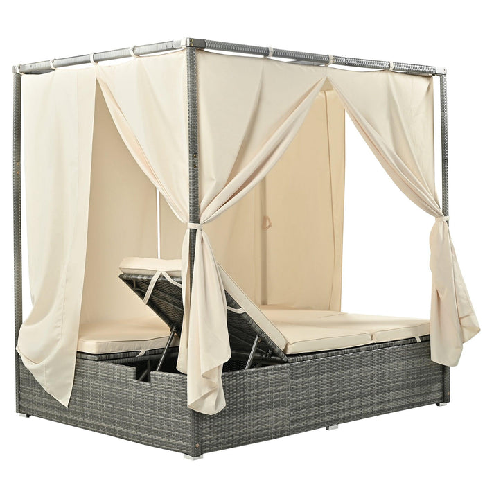 Adjustable Sun Bed With Curtain,High Comfort，With 3 Colors