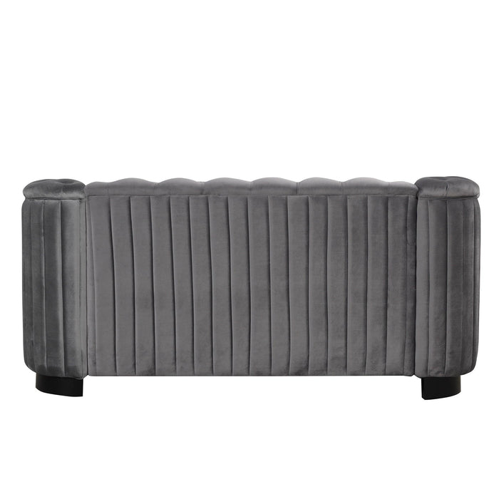 64" Velvet Upholstered Loveseat Sofa,Modern Loveseat Sofa with Thick Removable Seat Cushion,2-Person Loveseat Sofa Couch for Living Room,Bedroom,or Small Space,Gray
