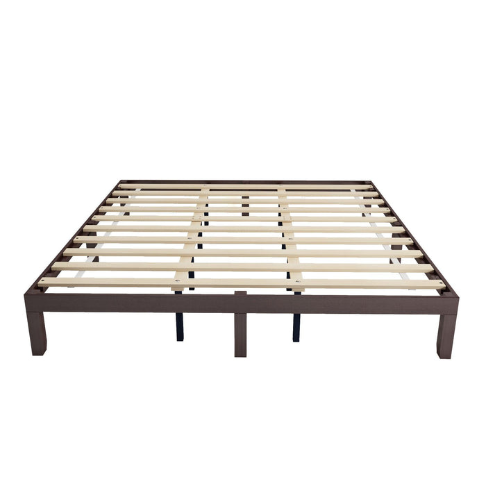 King Size Solid Wood Platform Bed, No Box Spring Needed, Strong Wood Slat Support, Easy Assembly