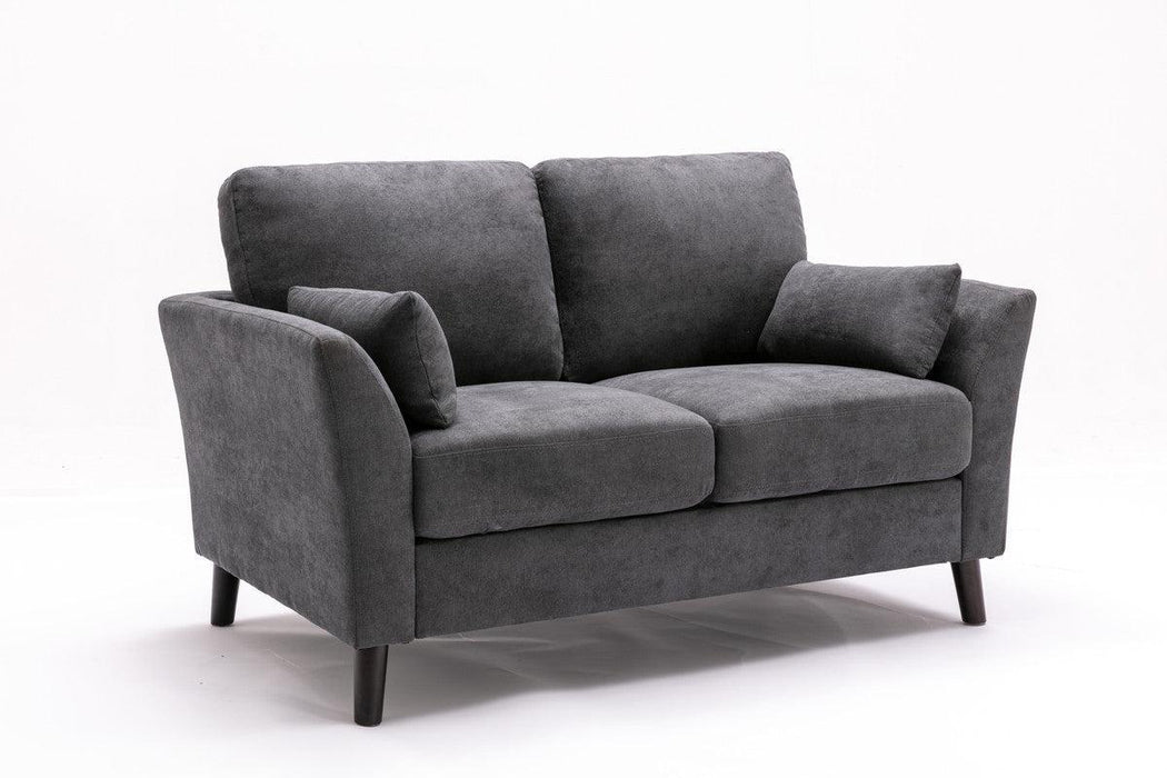 Damian Gray Velvet Fabric Sofa Loveseat Chair Living Room Set