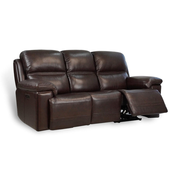 Timo Top Grain Leather Power Reclining Sofa | Adjustable Headrest | Cross Stitching | All Seat With Dual Power