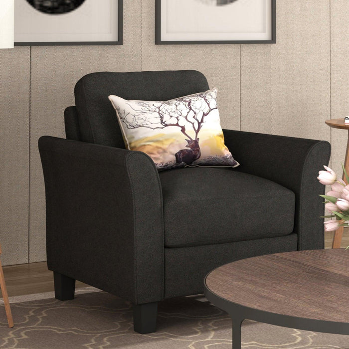 Living Room Sets Furniture Armrest Sofa Single Chair Sofa Loveseat Chair 3-Seat Sofa (ChairLoveseat Chair&3-Seat Sofa, Black)