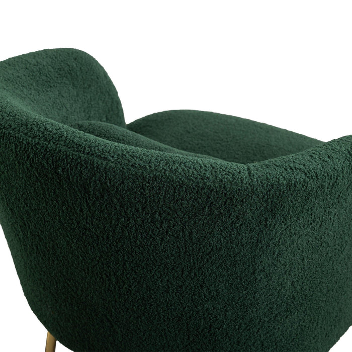30.32"W Accent Chair Upholstered Curved Backrest Reading Chair Single Sofa Leisure Club Chair with Golden Adjustable Legs For Living Room Bedroom Dorm Room (Green Boucle)