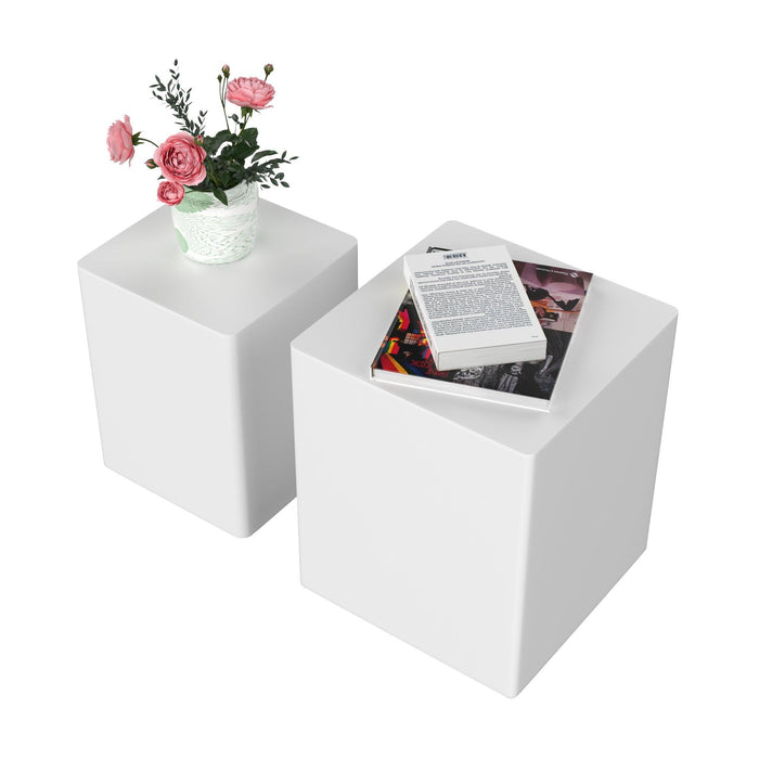 Upgrade MDF Nesting table/side table/coffee table/end table for living room,office,bedroom White，set of 2