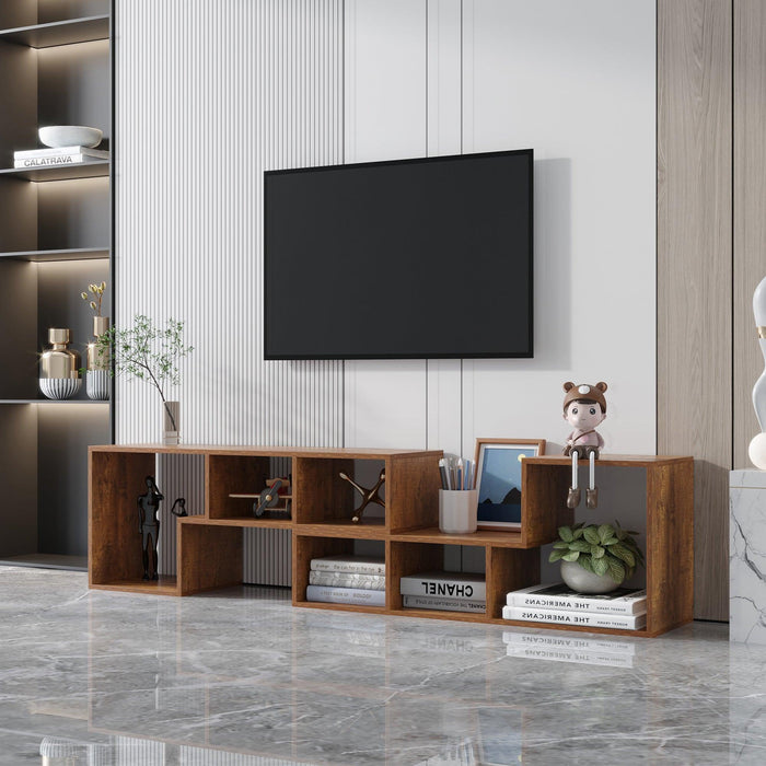 Double L-Shaped TV Stand，Display Shelf ，Bookcase for Home Furniture,Walnut