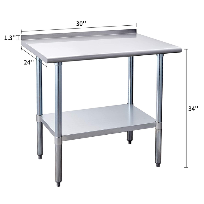 Stainless Steel Work Table for Prep & Work 24 x 30 Inches Heavy Duty Table with Undershelf and Galvanized Legs for Restaurant, Home and Hotel