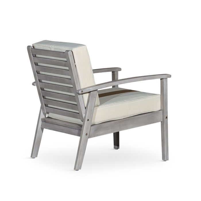 Deep Seat Eucalyptus Chair, Silver Gray Finish, Navy Cushions