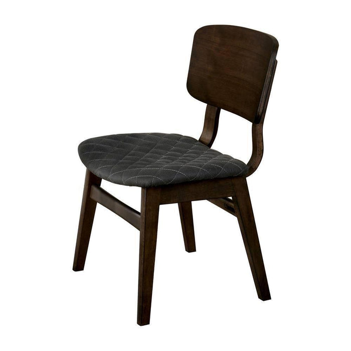 Set of 2 Side Chairs Walnut Finish Solid wood Mid-CenturyModern Padded Fabric Seat Curved Back Chair Kitchen Dining
